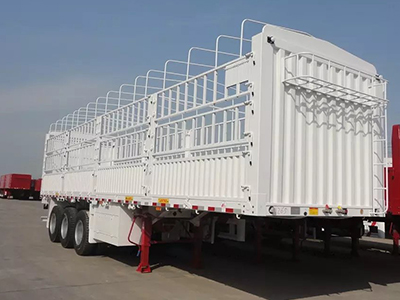 China Popular Sale 3 Axle High Drop Side Cattle Gated Stake Fence Truck Semi Trailer